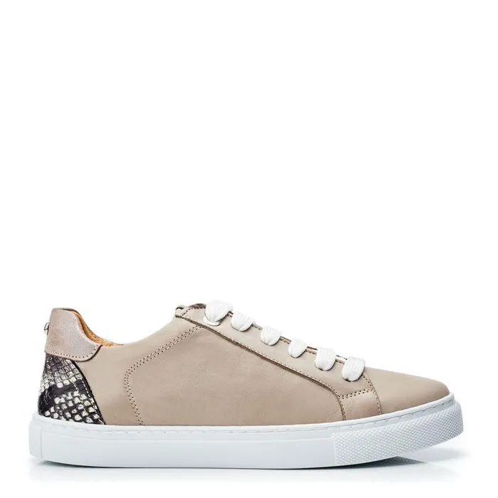 Women Moda In Pelle Casual Trainers Braidie Taupe Leather