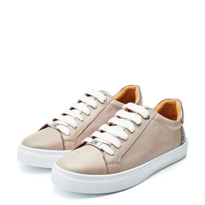 Women Moda In Pelle Casual Trainers Braidie Taupe Leather