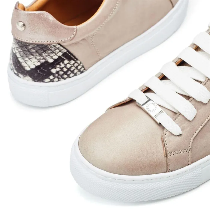 Women Moda In Pelle Casual Trainers Braidie Taupe Leather