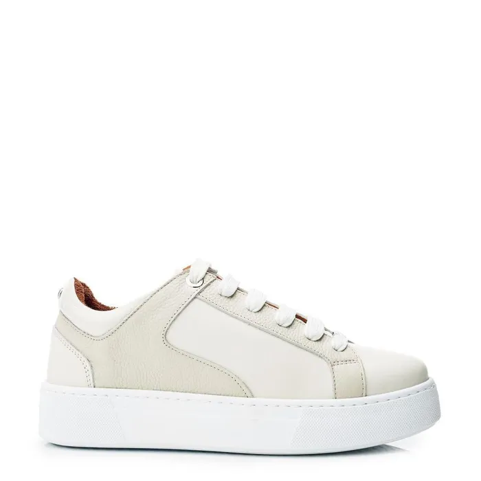 Women Moda In Pelle Casual Trainers Brienau Off White Leather