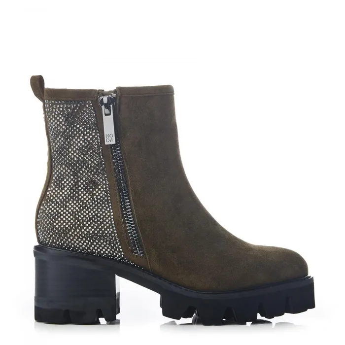 Women Moda In Pelle Chunky Boots Angeli Khaki Suede