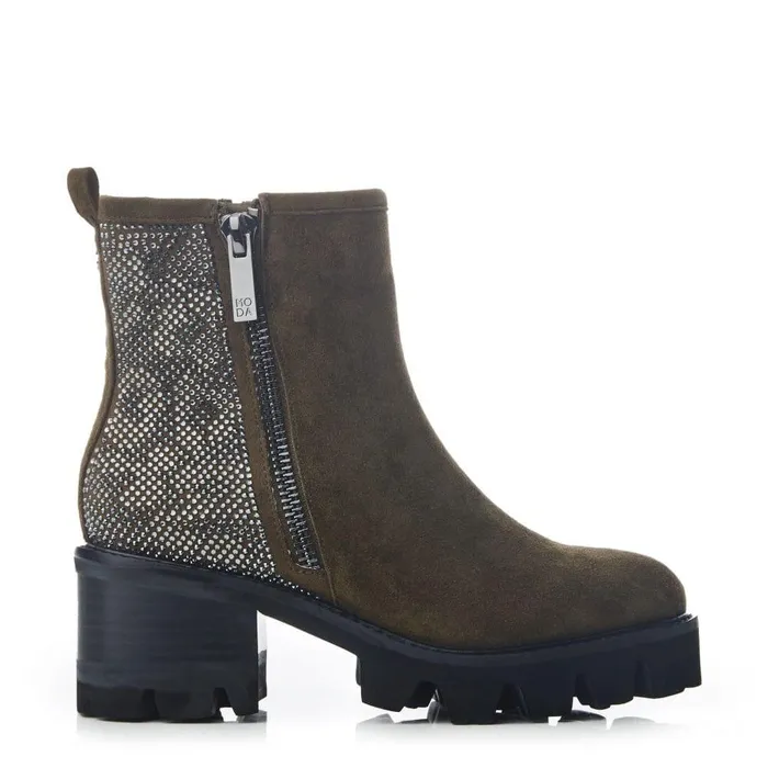 Women Moda In Pelle Chunky Boots Angeli Khaki Suede
