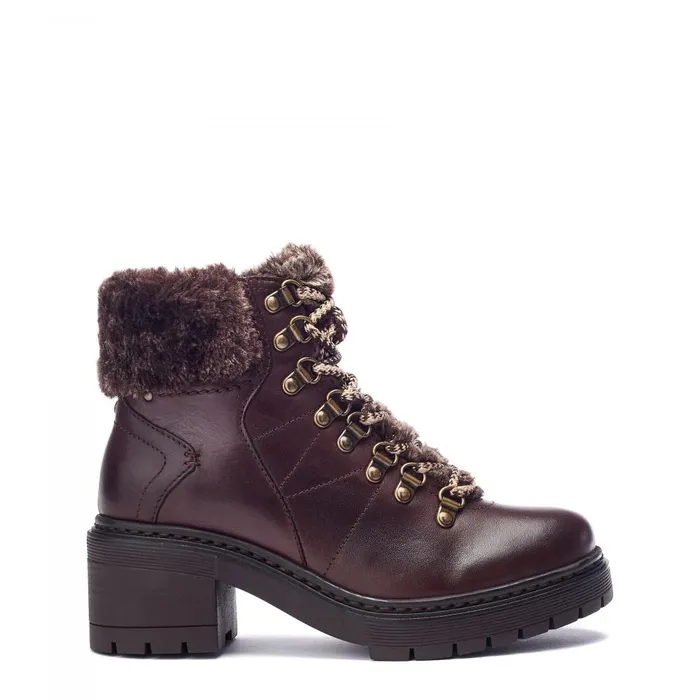 Women Moda In Pelle Chunky Boots Bibani Dark Brown Leather