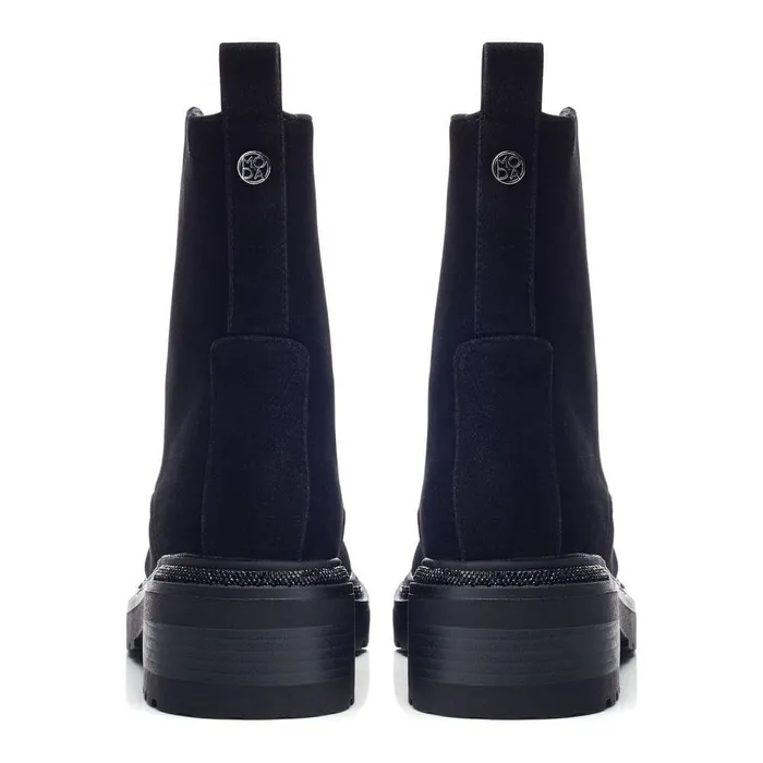 Women Moda In Pelle Chunky Boots Onzaines Black Porvair