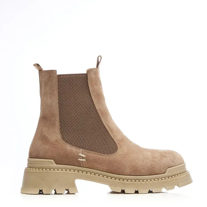 Women Moda In Pelle Chunky Boots Shoon Sh Anika Cream Suede