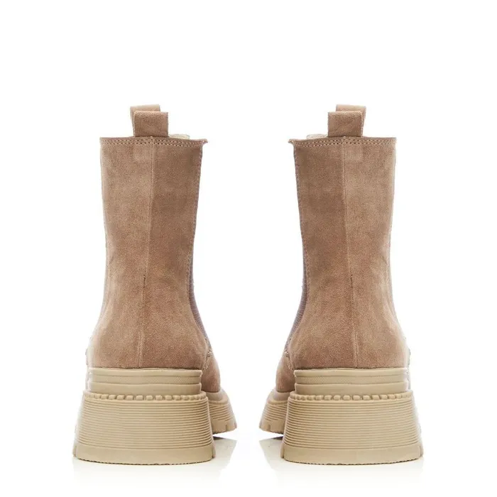 Women Moda In Pelle Chunky Boots Shoon Sh Anika Cream Suede