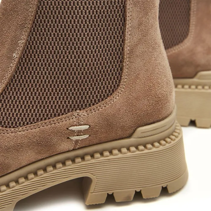 Women Moda In Pelle Chunky Boots Shoon Sh Anika Cream Suede