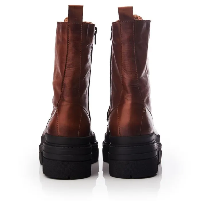 Women Moda In Pelle Chunky Boots Shoon Sh Impress Tan Leather