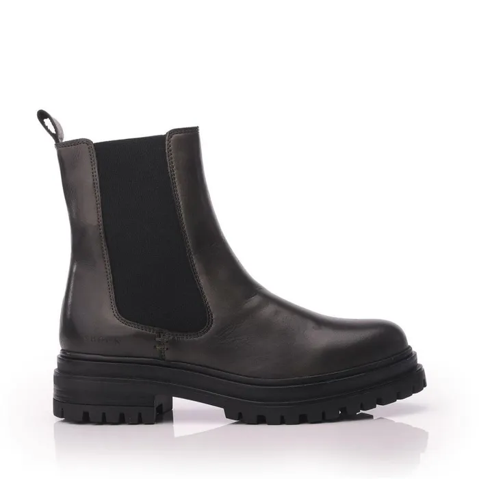 Women Moda In Pelle Chunky Boots Shoon Sh Isha Olive Leather
