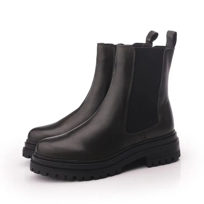 Women Moda In Pelle Chunky Boots Shoon Sh Isha Olive Leather