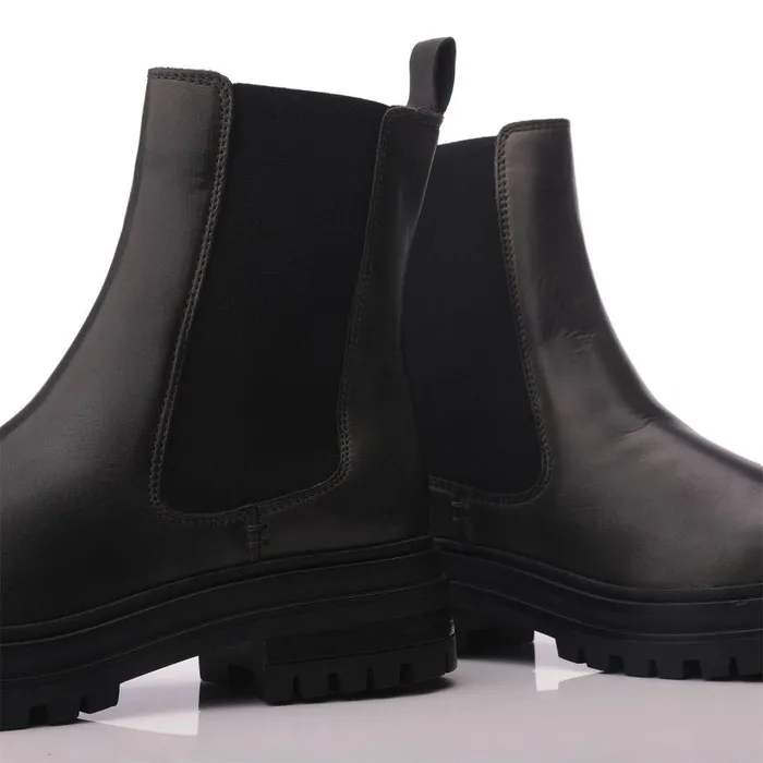 Women Moda In Pelle Chunky Boots Shoon Sh Isha Olive Leather