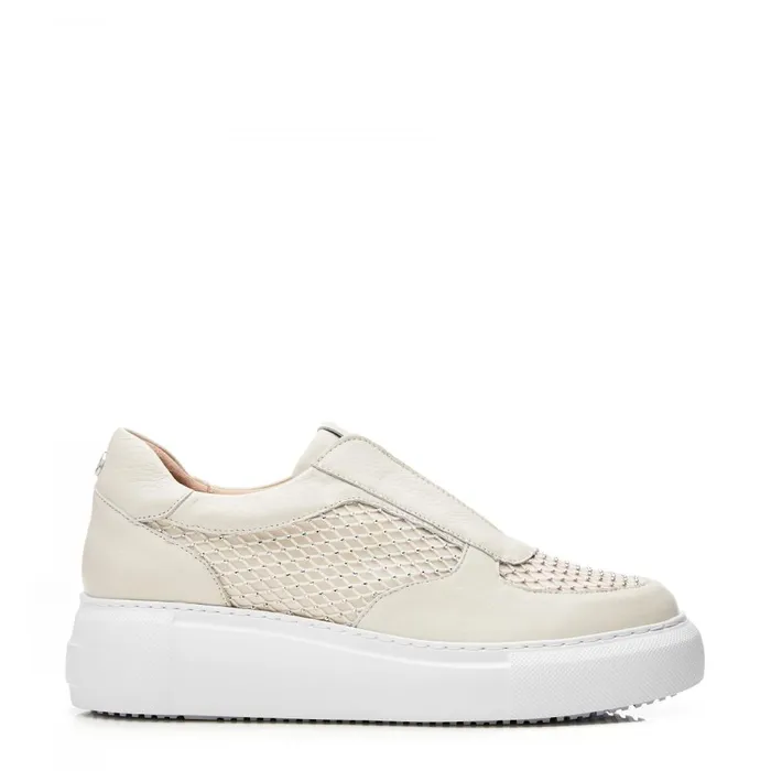 Women Moda In Pelle Chunky Trainers Althea Off White Leather
