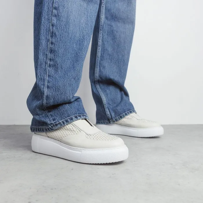 Women Moda In Pelle Chunky Trainers Althea Off White Leather
