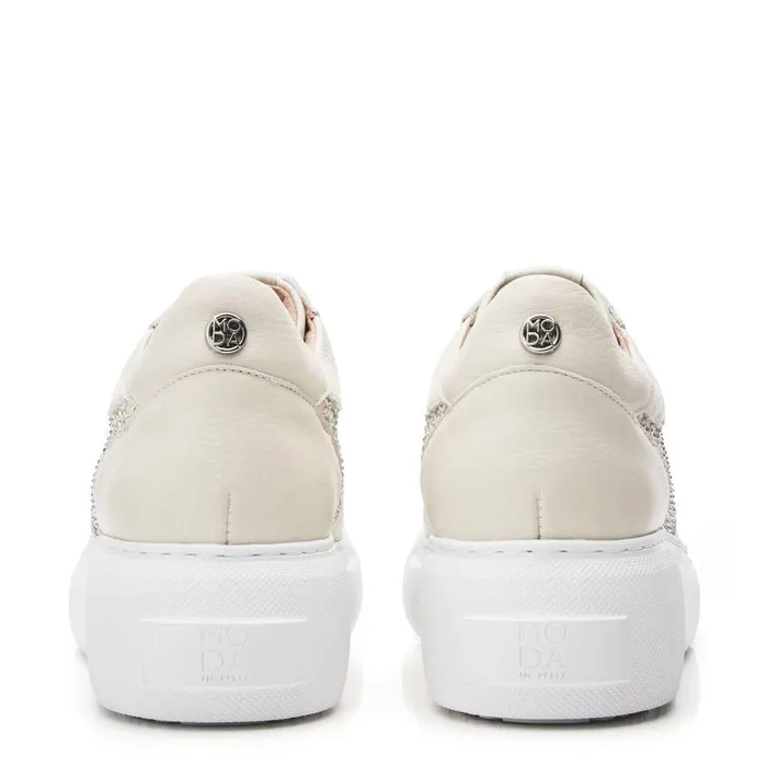 Women Moda In Pelle Chunky Trainers Althea Off White Leather