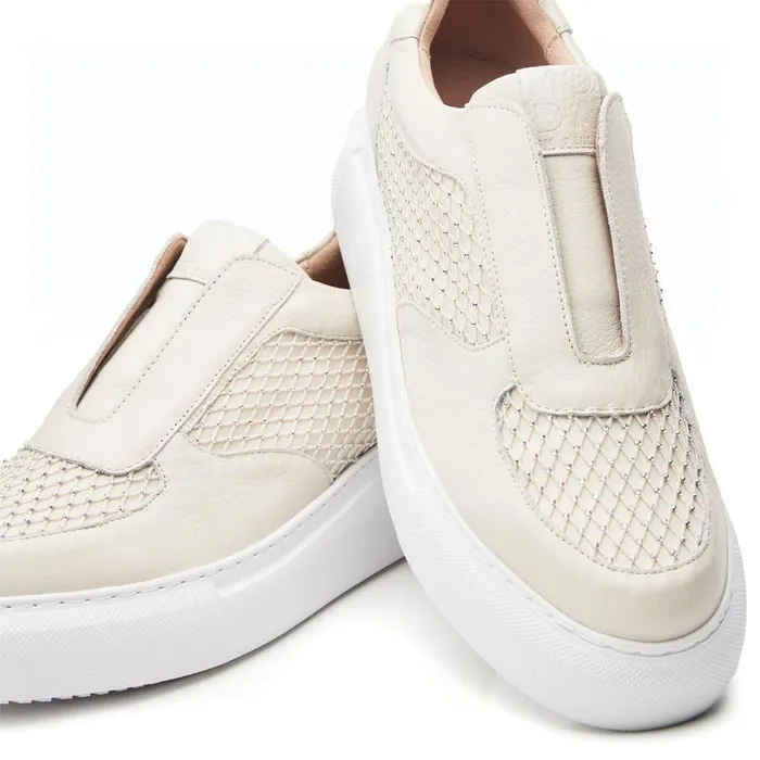 Women Moda In Pelle Chunky Trainers Althea Off White Leather