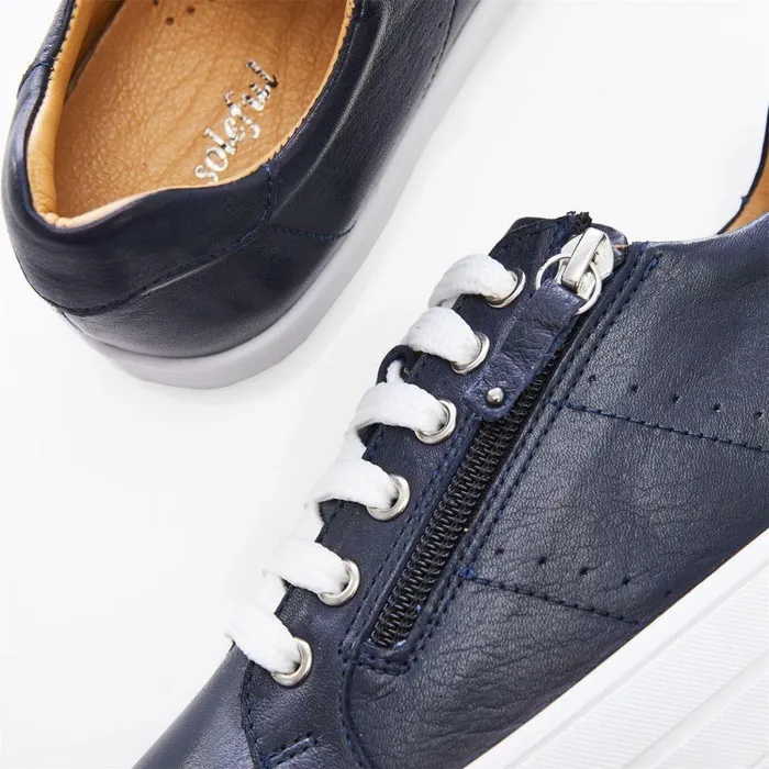 Women Moda In Pelle Chunky Trainers Bsoleful BGlazie Navy Leather