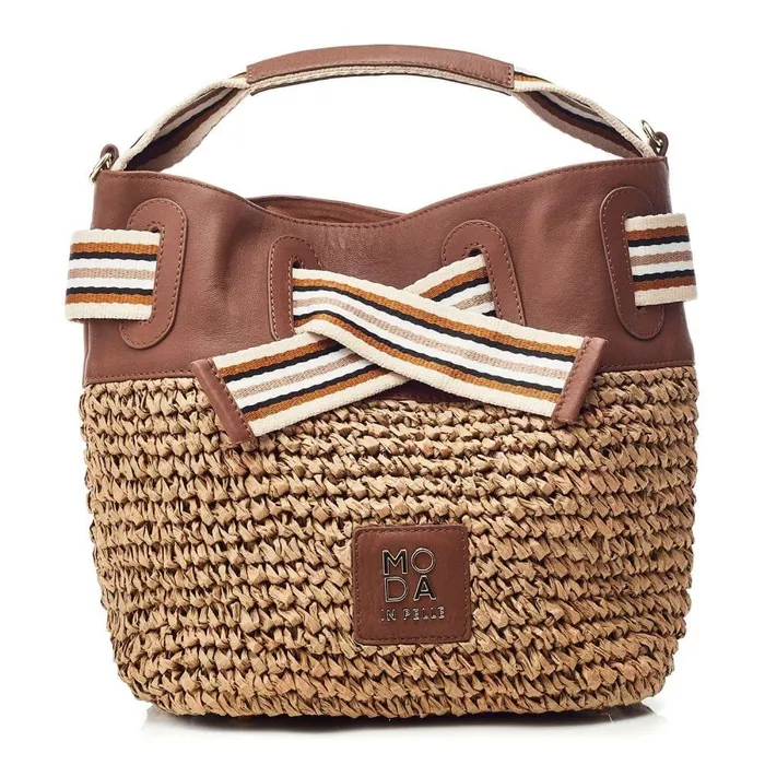 Women Moda In Pelle Clutch Bags Ischia Bag Natural Raffia