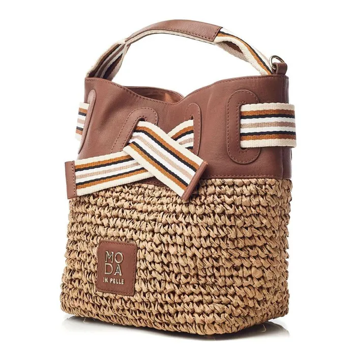 Women Moda In Pelle Clutch Bags Ischia Bag Natural Raffia