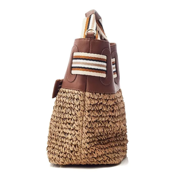 Women Moda In Pelle Clutch Bags Ischia Bag Natural Raffia