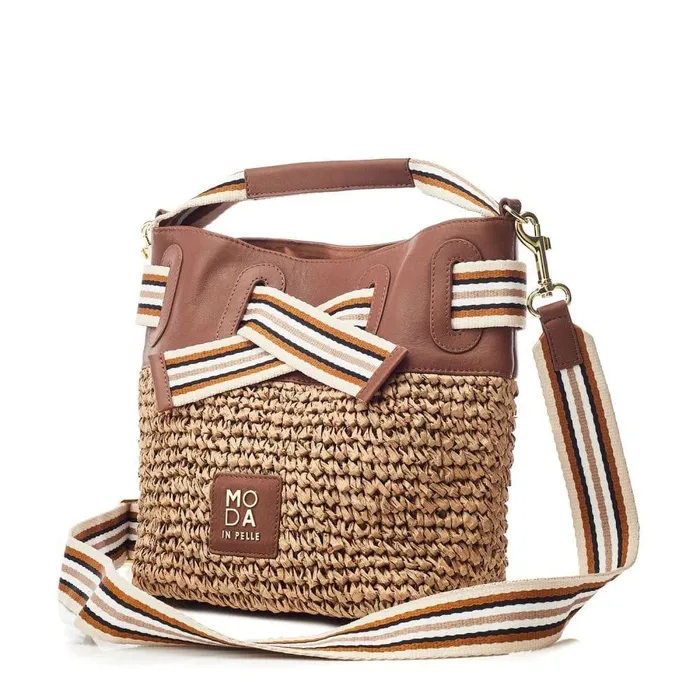 Women Moda In Pelle Clutch Bags Ischia Bag Natural Raffia