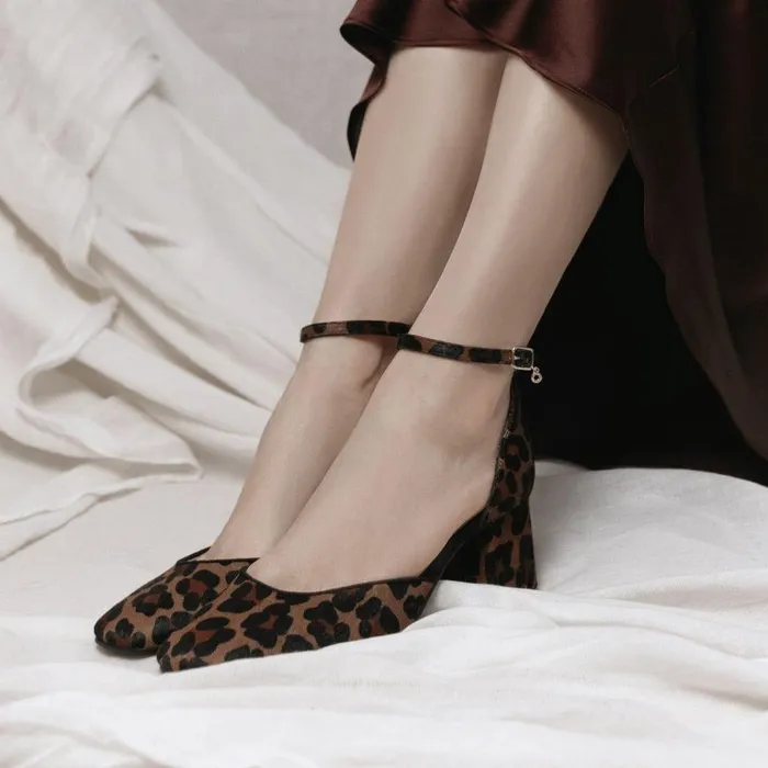 Women Moda In Pelle Court Shoes Dalziah Dark Leopard Print Pony