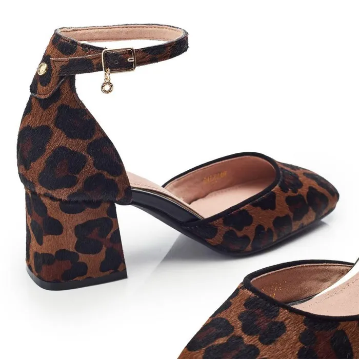 Women Moda In Pelle Court Shoes Dalziah Dark Leopard Print Pony