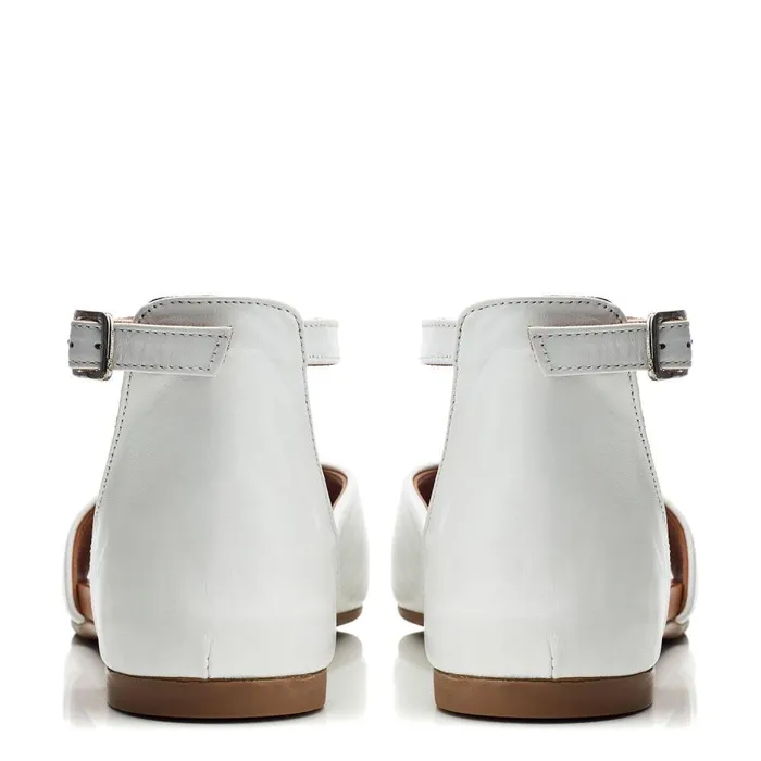 Women Moda In Pelle Flat Sandals Bsoleful BBasel White Leather