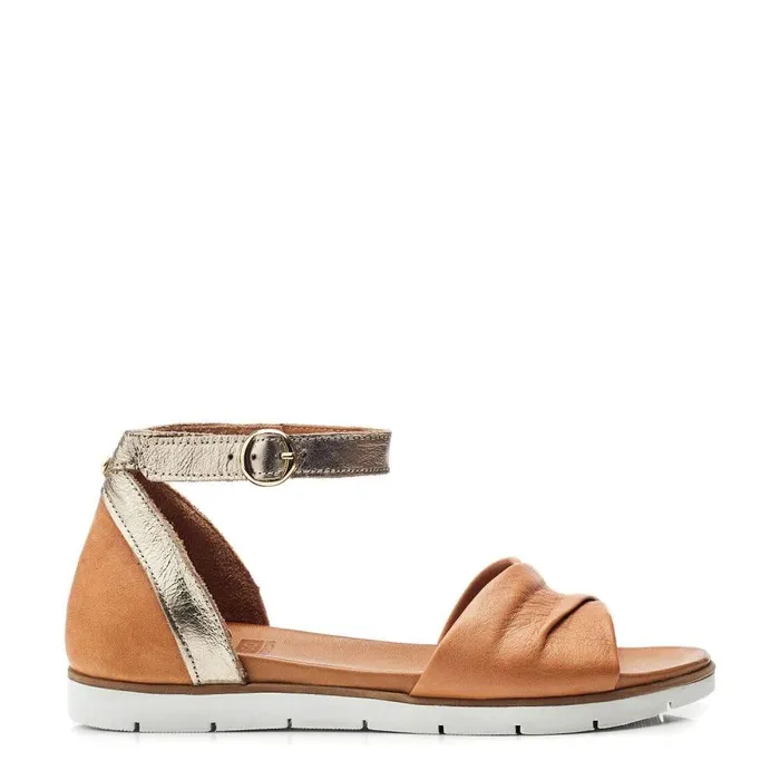 Women Moda In Pelle Flat Sandals Bsoleful BSensi Tan Leather