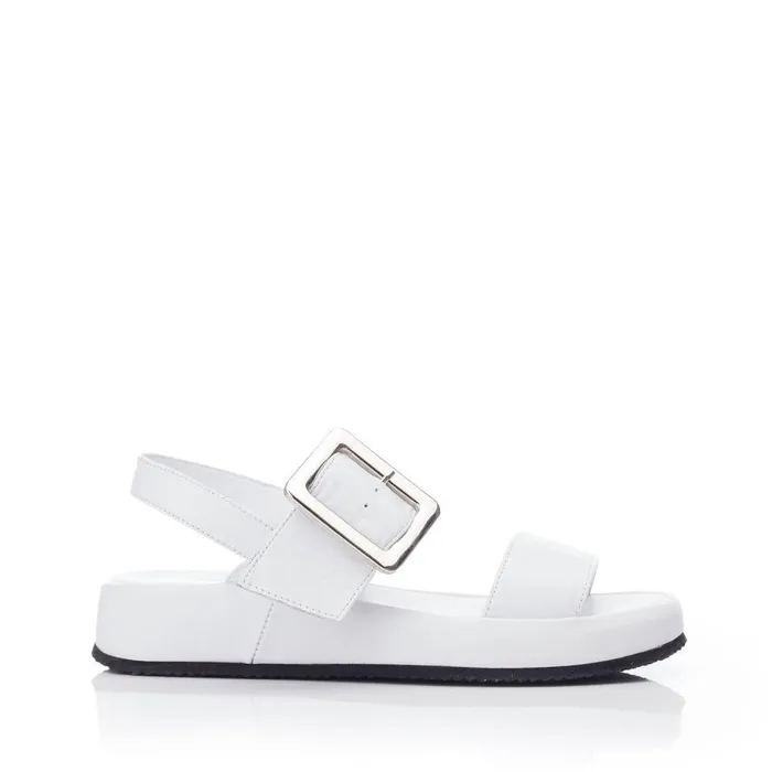 Women Moda In Pelle Flatform Sandals Bsoleful BForce White Leather