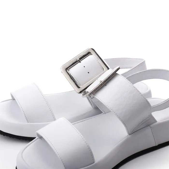 Women Moda In Pelle Flatform Sandals Bsoleful BForce White Leather