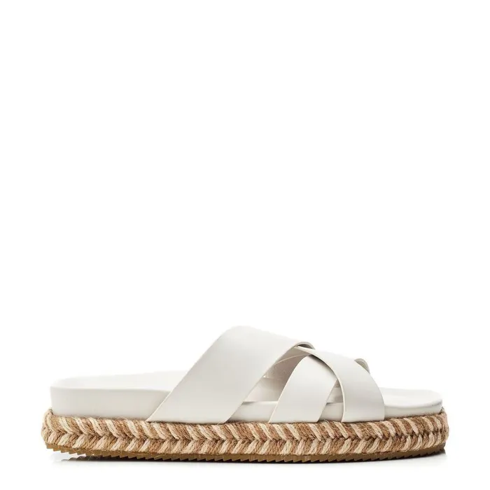 Women Moda In Pelle Flatform Sandals Morornie Off White Porvair