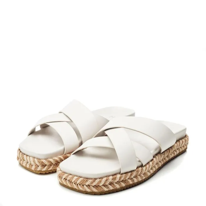 Women Moda In Pelle Flatform Sandals Morornie Off White Porvair