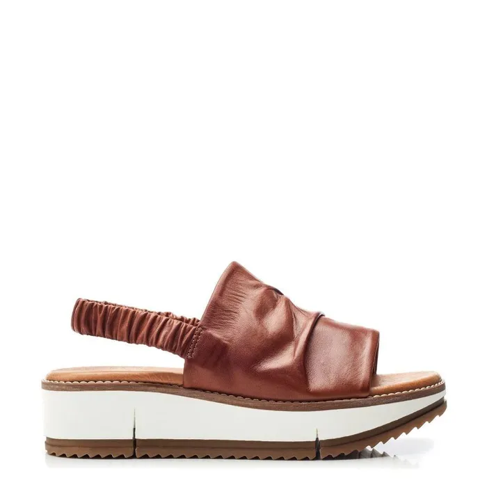 Women Moda In Pelle Flatform Sandals Prasha Tan Leather
