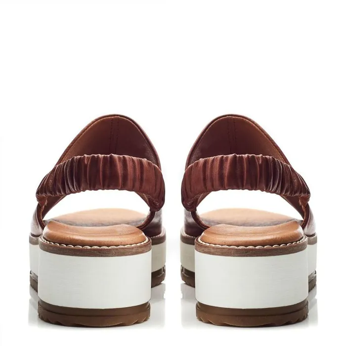 Women Moda In Pelle Flatform Sandals Prasha Tan Leather