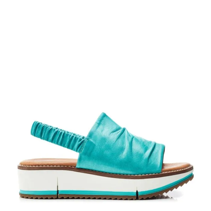 Women Moda In Pelle Flatform Sandals Prasha Turquoise Leather