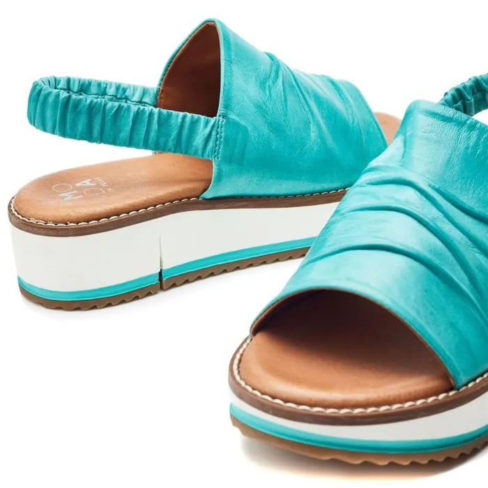 Women Moda In Pelle Flatform Sandals Prasha Turquoise Leather