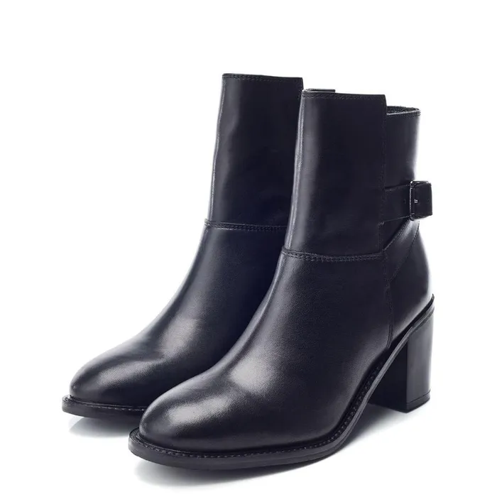 Women Moda In Pelle Heeled And Wedge Boots Bsoleful BJasmine Black Leather