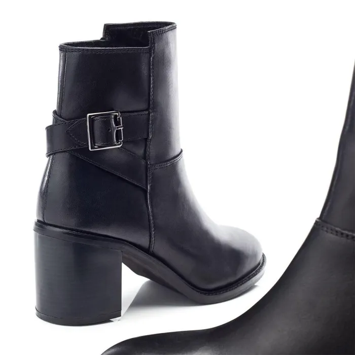 Women Moda In Pelle Heeled And Wedge Boots Bsoleful BJasmine Black Leather