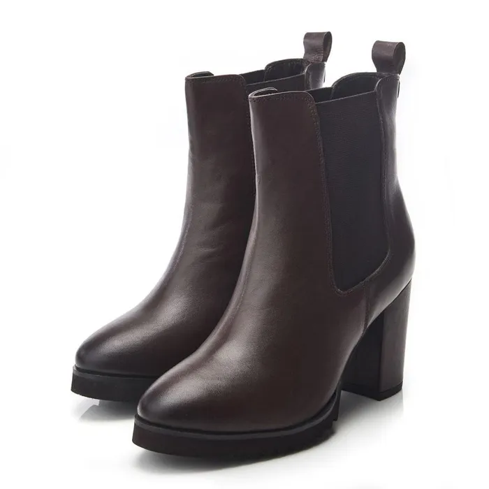 Women Moda In Pelle Heeled And Wedge Boots Bsoleful BKinkah Dark Brown Leather
