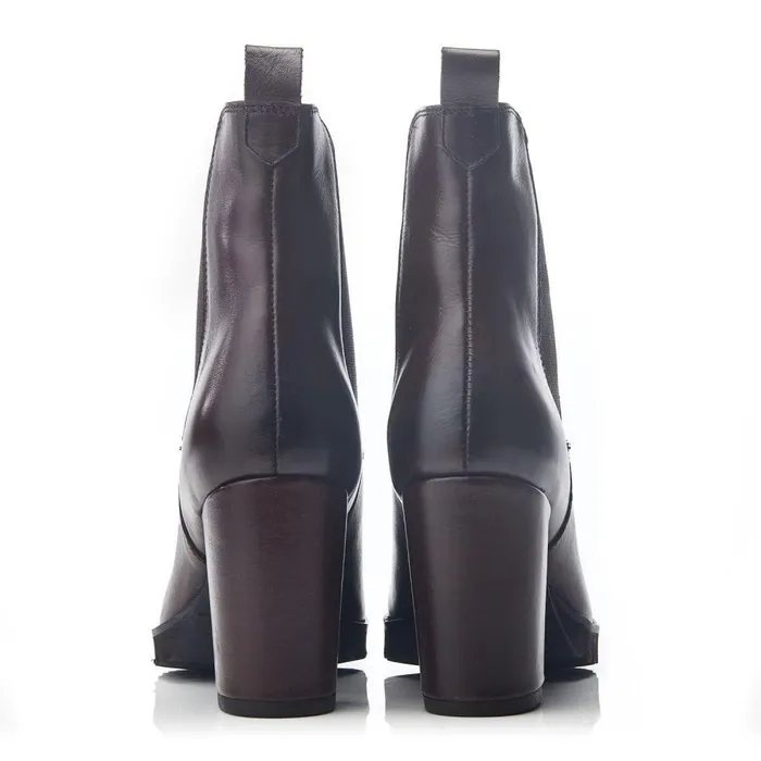 Women Moda In Pelle Heeled And Wedge Boots Bsoleful BKinkah Dark Brown Leather
