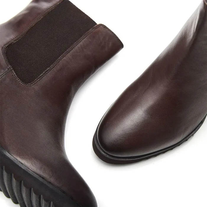 Women Moda In Pelle Heeled And Wedge Boots Bsoleful BKinkah Dark Brown Leather