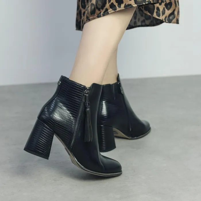 Women Moda In Pelle Heeled And Wedge Boots Pypa Black Porvair