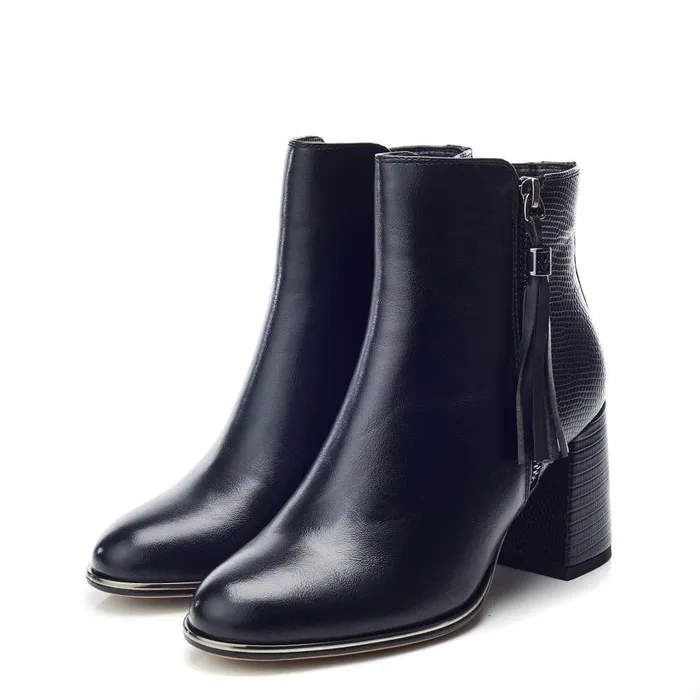 Women Moda In Pelle Heeled And Wedge Boots Pypa Black Porvair