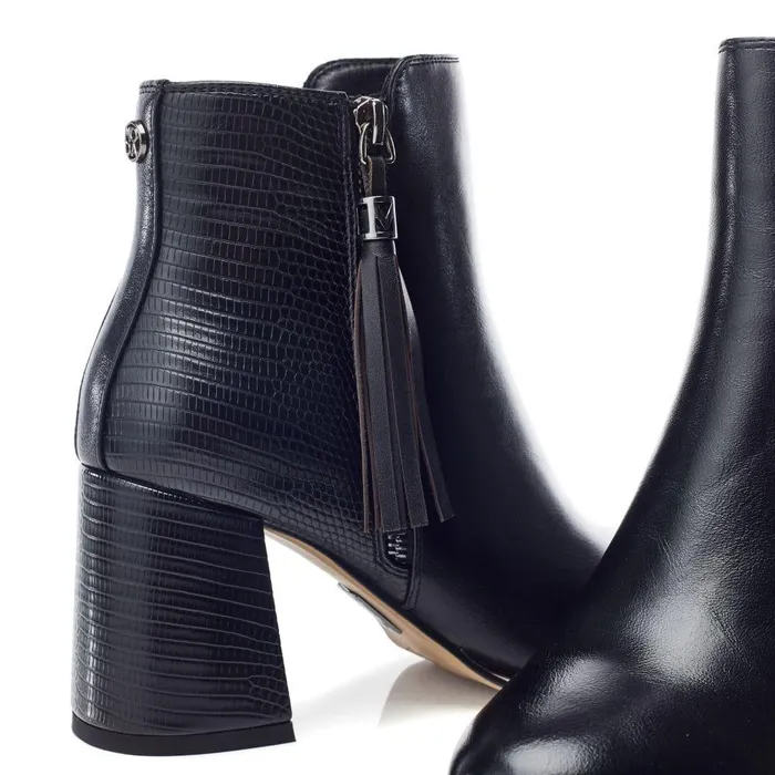 Women Moda In Pelle Heeled And Wedge Boots Pypa Black Porvair