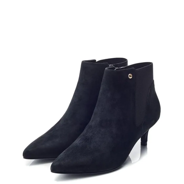 Women Moda In Pelle Heeled And Wedge Boots Qute Black Suede