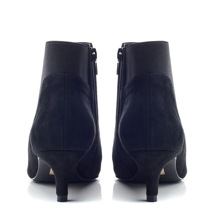 Women Moda In Pelle Heeled And Wedge Boots Qute Black Suede