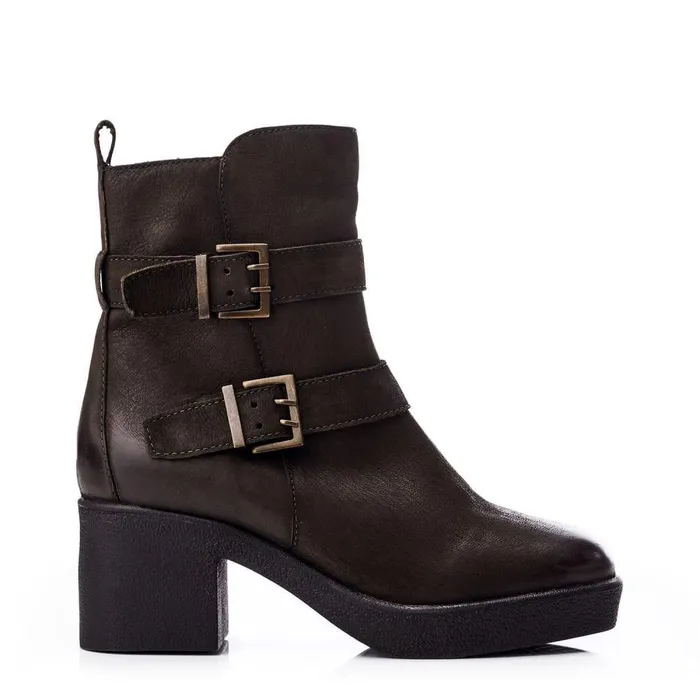 Women Moda In Pelle Heeled And Wedge Boots Shoon Sh Sagitta Olive Nubuck