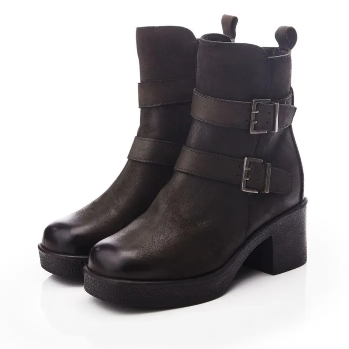 Women Moda In Pelle Heeled And Wedge Boots Shoon Sh Sagitta Olive Nubuck
