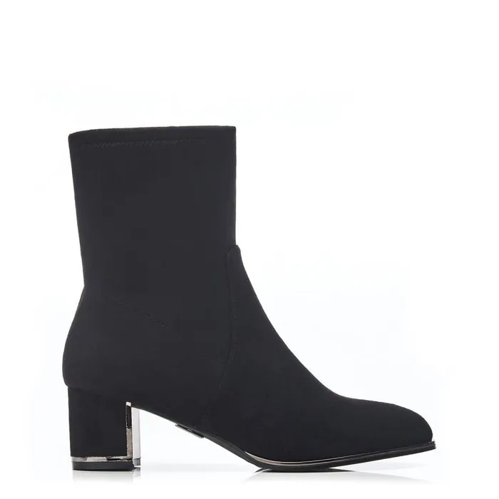 Women Moda In Pelle Heeled And Wedge Boots Zakari Black Alcantara