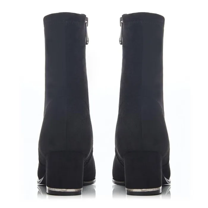 Women Moda In Pelle Heeled And Wedge Boots Zakari Black Alcantara